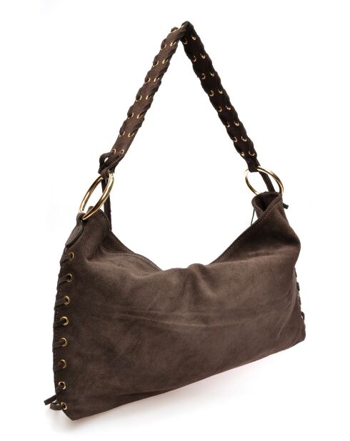 Armel Vegas Velvet leren schoudertas donkerbruin - 24,5x40,5 cm