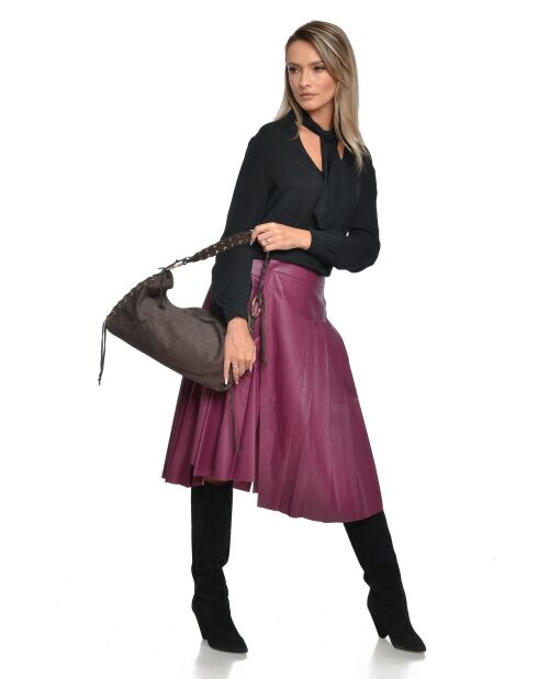 Armel Vegas Velvet leren schoudertas donkerbruin - 24,5x40,5 cm