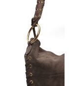 Armel Vegas Schultertasche aus Veloursleder Dunkelbraun - 24,5 x 40,5 cm