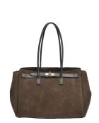 Sofia Fluwelen leren schoudertas donkerbruin - 25x31x10 cm