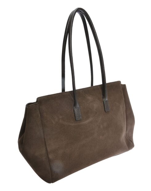 Sofia Fluwelen leren schoudertas donkerbruin - 25x31x10 cm