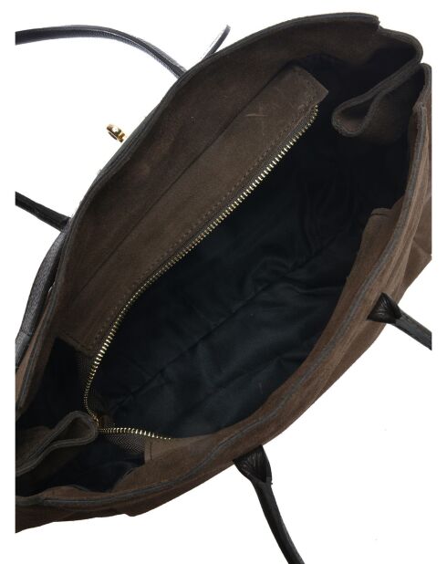 Sofia Fluwelen leren schoudertas donkerbruin - 25x31x10 cm