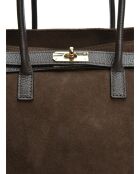 Sofia Fluwelen leren schoudertas donkerbruin - 25x31x10 cm