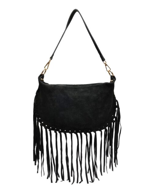 Emilia zwarte leren schoudertas - 20x31,5 cm