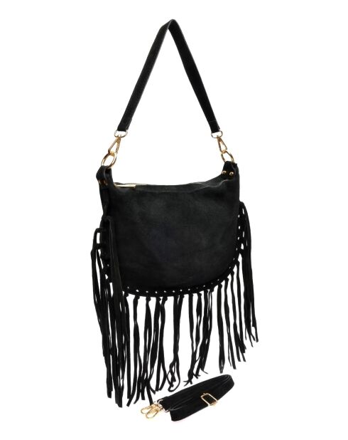 Emilia zwarte leren schoudertas - 20x31,5 cm