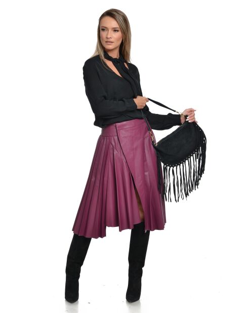 Emilia zwarte leren schoudertas - 20x31,5 cm