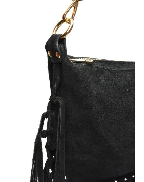 Emilia zwarte leren schoudertas - 20x31,5 cm