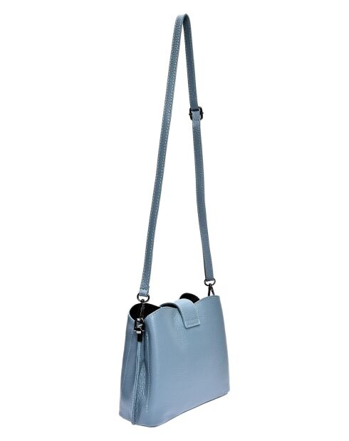 Blauwe Bianca leren schoudertas - 19x21x7 cm