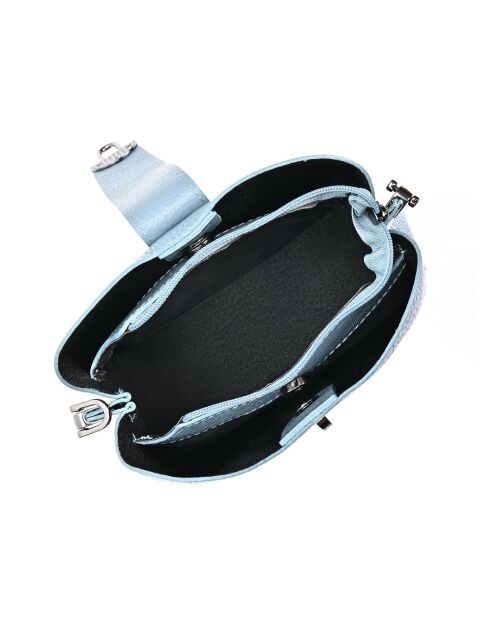 Blauwe Bianca leren schoudertas - 19x21x7 cm