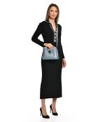 Blauwe Bianca leren schoudertas - 19x21x7 cm