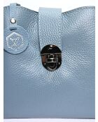 Blauwe Bianca leren schoudertas - 19x21x7 cm