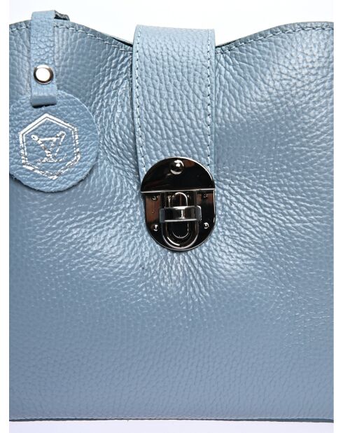 Blauwe Bianca leren schoudertas - 19x21x7 cm