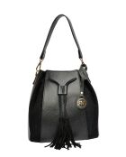 Isabella Beuteltasche aus Leder, 25 x 24 x 12,5 cm, Schwarz