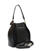 Isabella Beuteltasche aus Leder, 25 x 24 x 12,5 cm, Schwarz