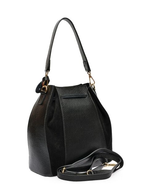 Isabella Beuteltasche aus Leder, 25 x 24 x 12,5 cm, Schwarz