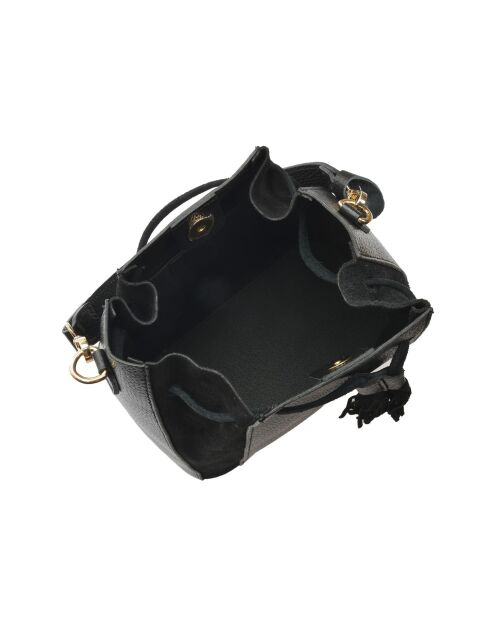 Isabella Beuteltasche aus Leder, 25 x 24 x 12,5 cm, Schwarz