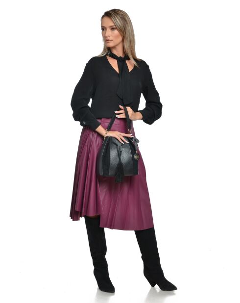 Isabella Beuteltasche aus Leder, 25 x 24 x 12,5 cm, Schwarz