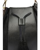 Isabella Beuteltasche aus Leder, 25 x 24 x 12,5 cm, Schwarz