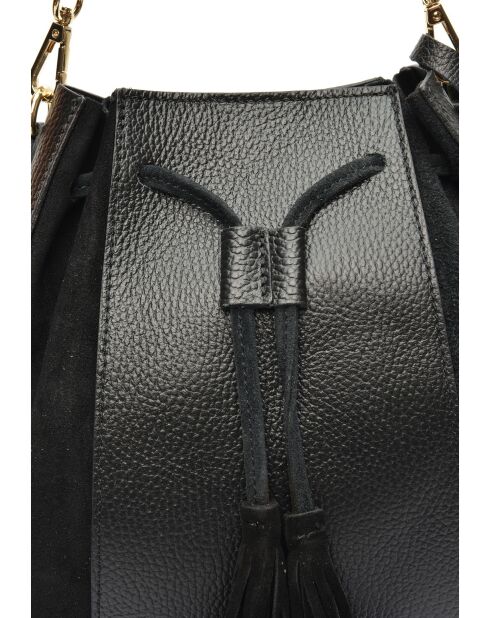 Isabella Beuteltasche aus Leder, 25 x 24 x 12,5 cm, Schwarz