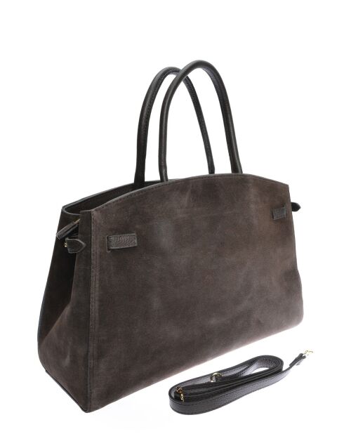 Bella Tragetasche aus dunkelbraunem Leder, 28,5 x 38 x 12 cm