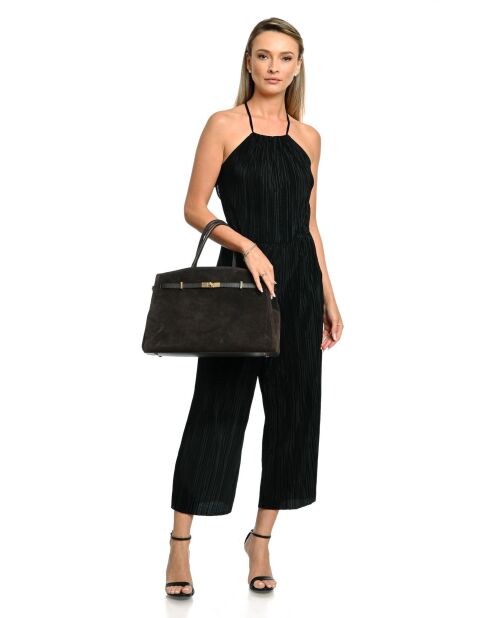 Bella Tragetasche aus dunkelbraunem Leder, 28,5 x 38 x 12 cm