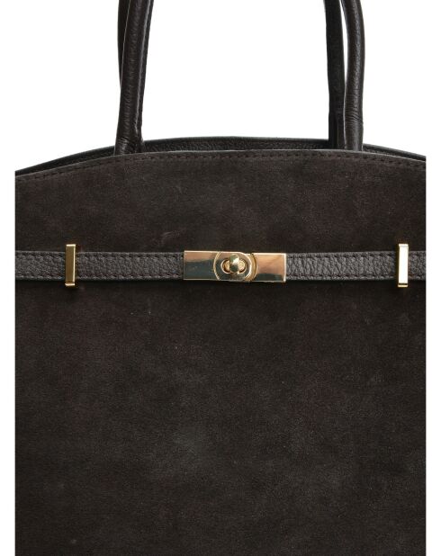 Bella Tragetasche aus dunkelbraunem Leder, 28,5 x 38 x 12 cm