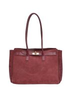 Sofia Bordeaux fluwelen leren schoudertas - 25x31x10 cm