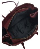 Sofia Bordeaux fluwelen leren schoudertas - 25x31x10 cm