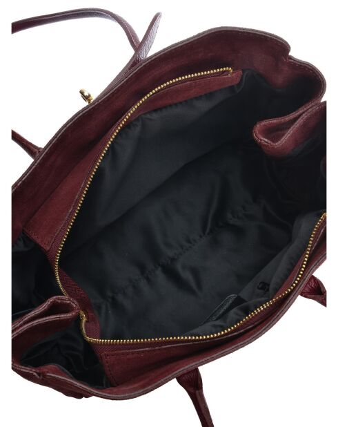 Sofia Bordeaux fluwelen leren schoudertas - 25x31x10 cm