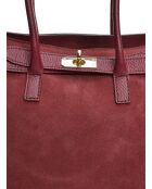 Sofia Bordeaux fluwelen leren schoudertas - 25x31x10 cm