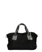 Alessia zwarte fluwelen leren handtas - 28x42x15,5 cm