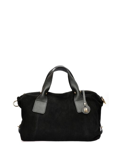 Alessia zwarte fluwelen leren handtas - 28x42x15,5 cm