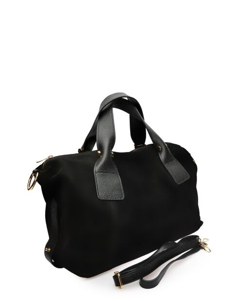 Alessia zwarte fluwelen leren handtas - 28x42x15,5 cm