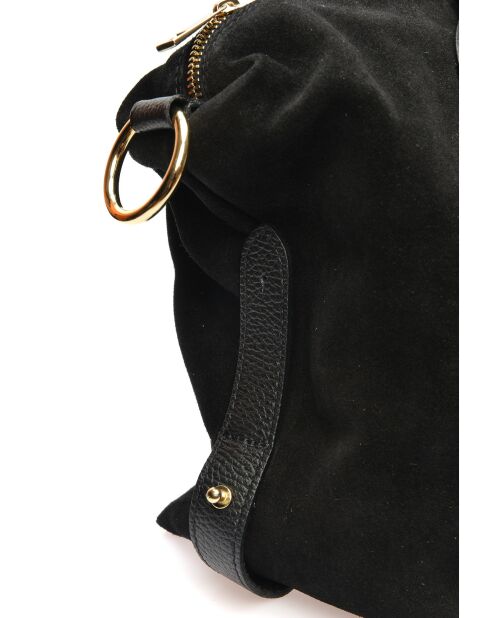 Alessia zwarte fluwelen leren handtas - 28x42x15,5 cm