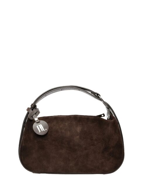 Dunkelbraune Handtasche aus Milano-Samt -14x22x6 cm