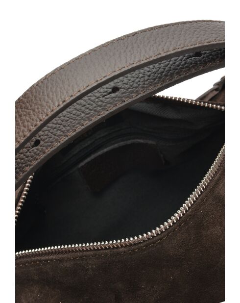 Dunkelbraune Handtasche aus Milano-Samt -14x22x6 cm