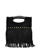 Eleonora Handtasche aus Veloursleder, 24,5 x 27,5 x 7 cm, Schwarz