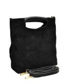 Eleonora Handtasche aus Veloursleder, 24,5 x 27,5 x 7 cm, Schwarz