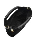 Eleonora Handtasche aus Veloursleder, 24,5 x 27,5 x 7 cm, Schwarz