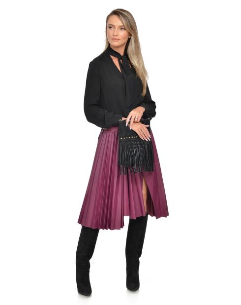 Eleonora Handtasche aus Veloursleder, 24,5 x 27,5 x 7 cm, Schwarz