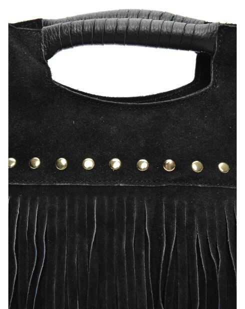 Eleonora Handtasche aus Veloursleder, 24,5 x 27,5 x 7 cm, Schwarz