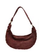 Giulia Bordeaux fluwelen leren schoudertas - 16x27x7,5 cm