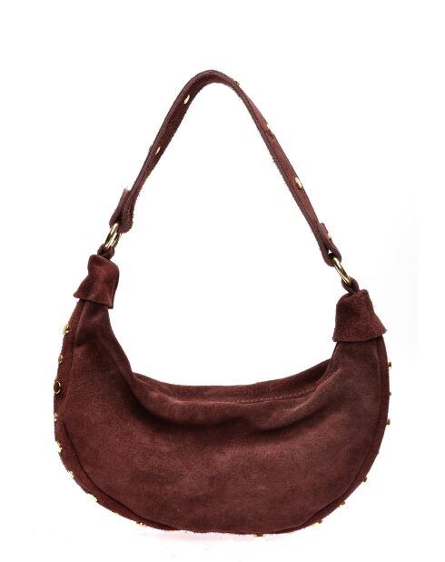 Giulia Bordeaux fluwelen leren schoudertas - 16x27x7,5 cm