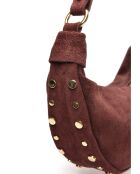 Giulia Bordeaux fluwelen leren schoudertas - 16x27x7,5 cm