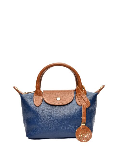 Borsa Marlene in pelle blu - 13x22x8,5 cm