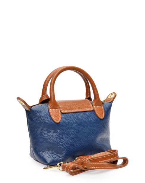 Borsa Marlene in pelle blu - 13x22x8,5 cm