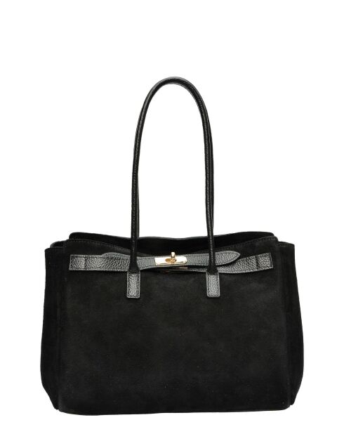 Sofia zwarte fluwelen leren schoudertas - 25x31x10 cm