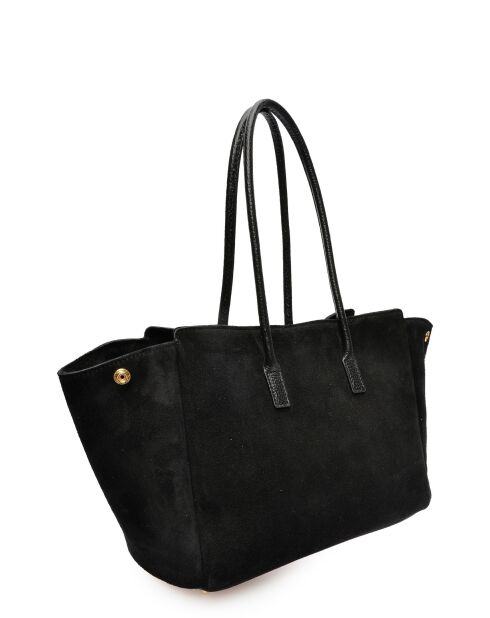 Sofia zwarte fluwelen leren schoudertas - 25x31x10 cm