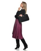 Sofia zwarte fluwelen leren schoudertas - 25x31x10 cm