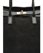 Sofia zwarte fluwelen leren schoudertas - 25x31x10 cm